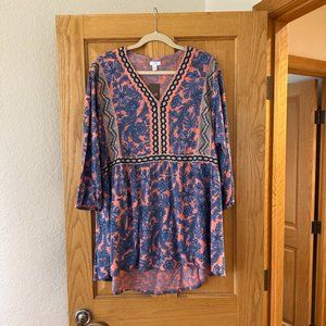 J Jill size XL Tunic high/low Coral & Blue Top